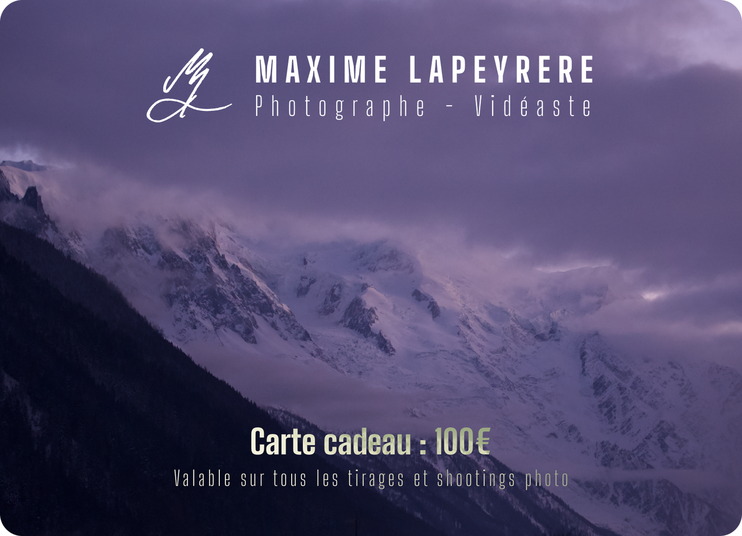 Carte Cadeau Tirage d'Art - Shooting photo