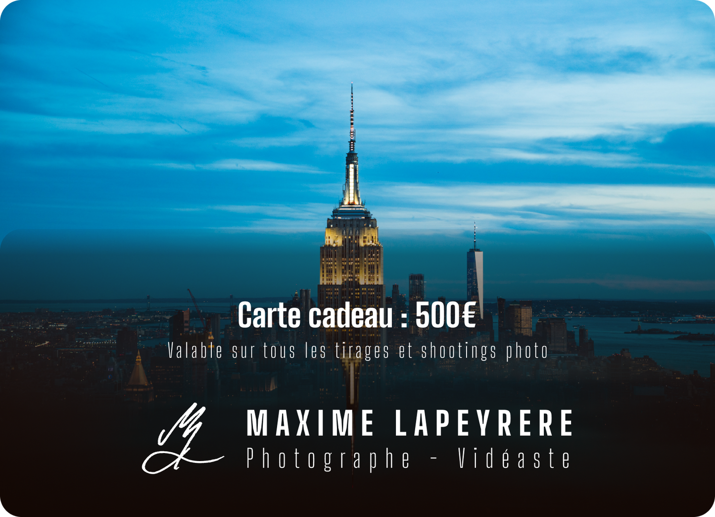 Carte Cadeau Tirage d'Art - Shooting photo